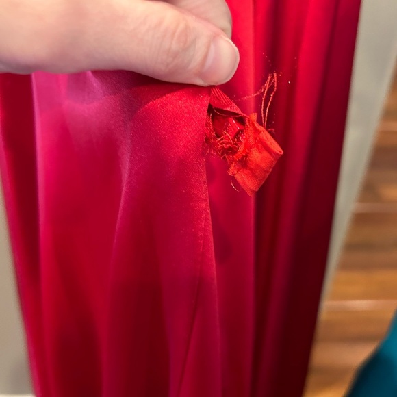 Dave & Johnny Prom Dress Red size 3/4 Satin Gown Style A7454 Slit - Picture 14 of 16